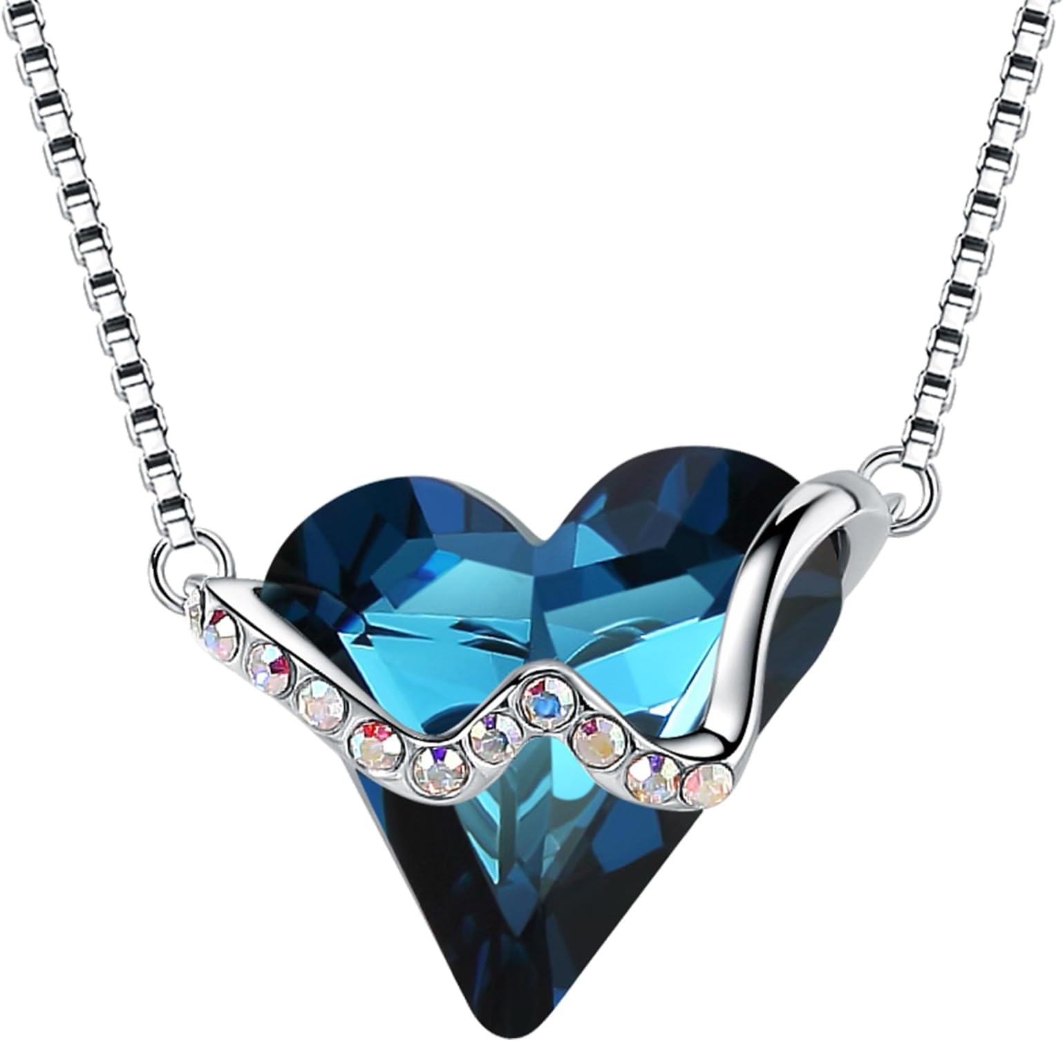 LikoxCrystal Necklace for Women, Heart Pendant with Austrian Birthstone Crystals,18"+4" Necklace, Packaged with Jewelry Box,Ideal Birthday Chrismas Valentine's or Mothers Day Gifts for Her