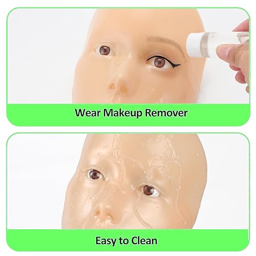 Miniatura 6 de ZTBBRA Tabla facial de práctica de maquillaje cara de práctica de maquillaje de silicona reutilizable cara de maniquí de maquillaje viene con juego