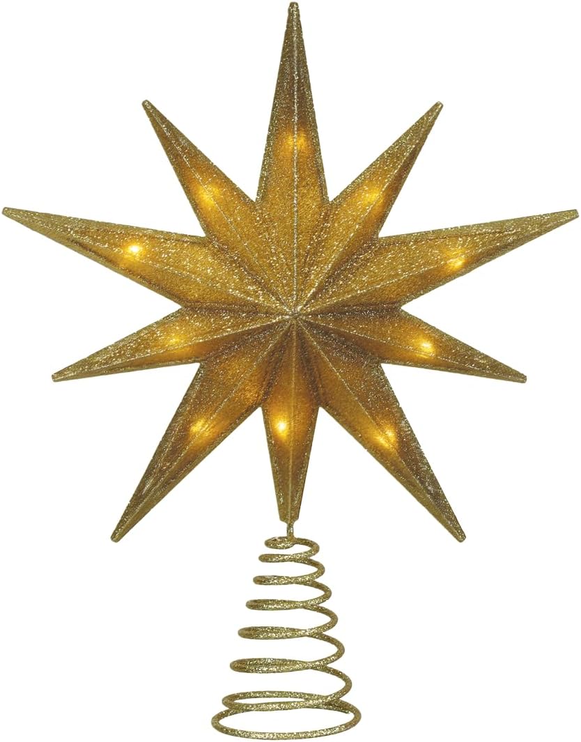 Old World Christmas 12" Lit Gold Glitter Star Tree Topper