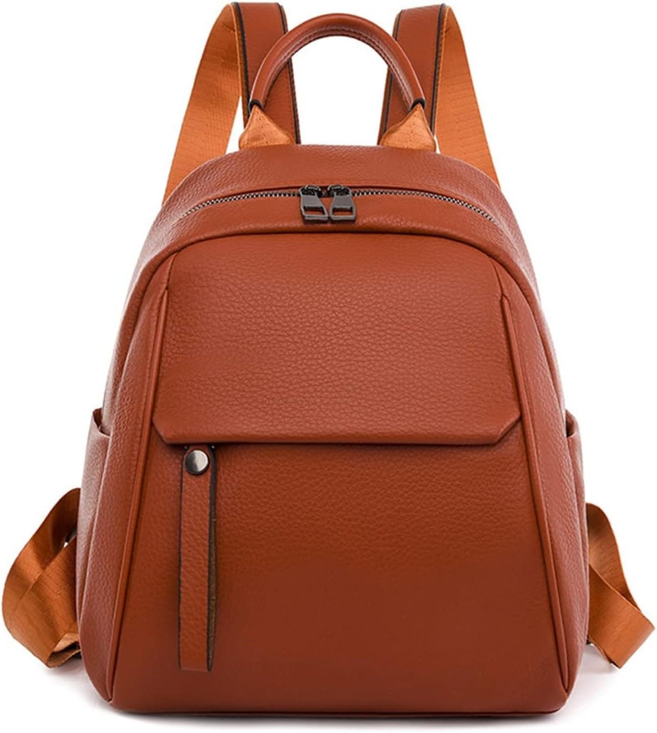 AIEIJJH Women Small Leather Backpack Purse Pu Casual School Bag Book Rucksack for Teenage Girls Daypack Travel Handbag, Orange,small