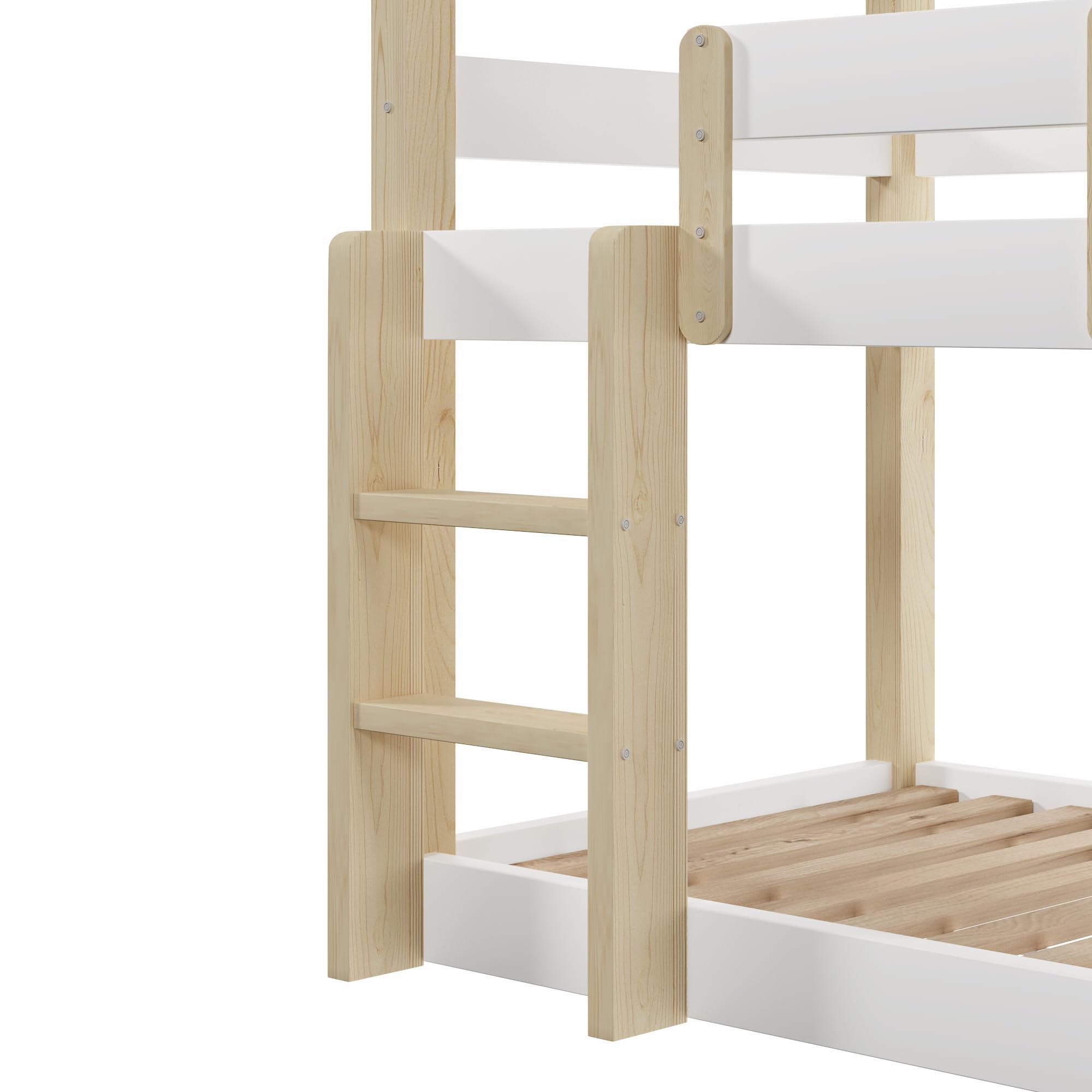 Sapgaks Lit superposé Enfant 90 x 190 cm,lit Mezzanine 2 Places,lit superposé 2 Places Enfants,lit Enfant avec Barriere,lit Mezzanine Enfant,Adolescents et Adultes,Blanc et Naturel
