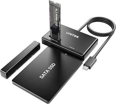 Unitek M.2 NVMe SSD Enclosure Adapter 10 Gbps Hard Drive Reader Tool Free Pcie NVMe Adapter External USB 3.2 M2 SATA Case Converter Supports M Key Any Sizes M.2 2.5" /3.5" SATA Solid State Drive