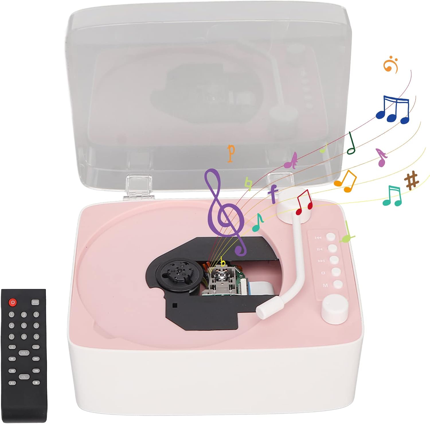 Portable CD Music Player, with HiFi Stereo Sound Speaker, Retro CD Player with Remote Control for Entertainment and Home Decoration