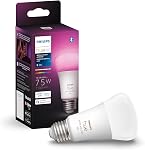 Philips Hue Intelligent 75W A19 LED Ampoule - Lumière de couleur et d'ambiance blanche - paquet de 1 - 1100LM - E26 - Intérieur - Contrôle avec Hue App. - Fonctionne avec Alexa, Google Assistant et Apple Homekit