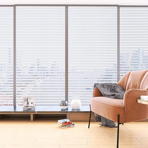 Miniatura 7 de Película esmerilada a rayas para ventana, calcomanía de privacidad para ventana, vinilo decorativo para ventana, protección UV, película estática