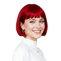 Vista 18 de Onedor Peluca Bob de Cabello Corto y Liso de 10 Pulgadas para Disfraz Cosplay Flapper (1001# - Blanco)