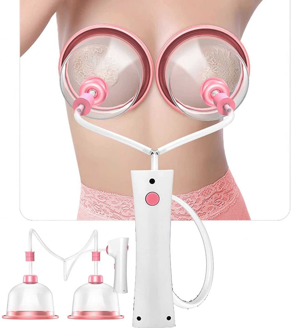 Dispositivo EléCtrico De Aumento De Pecho, Masajeador De Pecho EléCtrico De Doble Copa para Mujeres con Pechos Poco Desarrollados, Planos Y CaíDos.-S