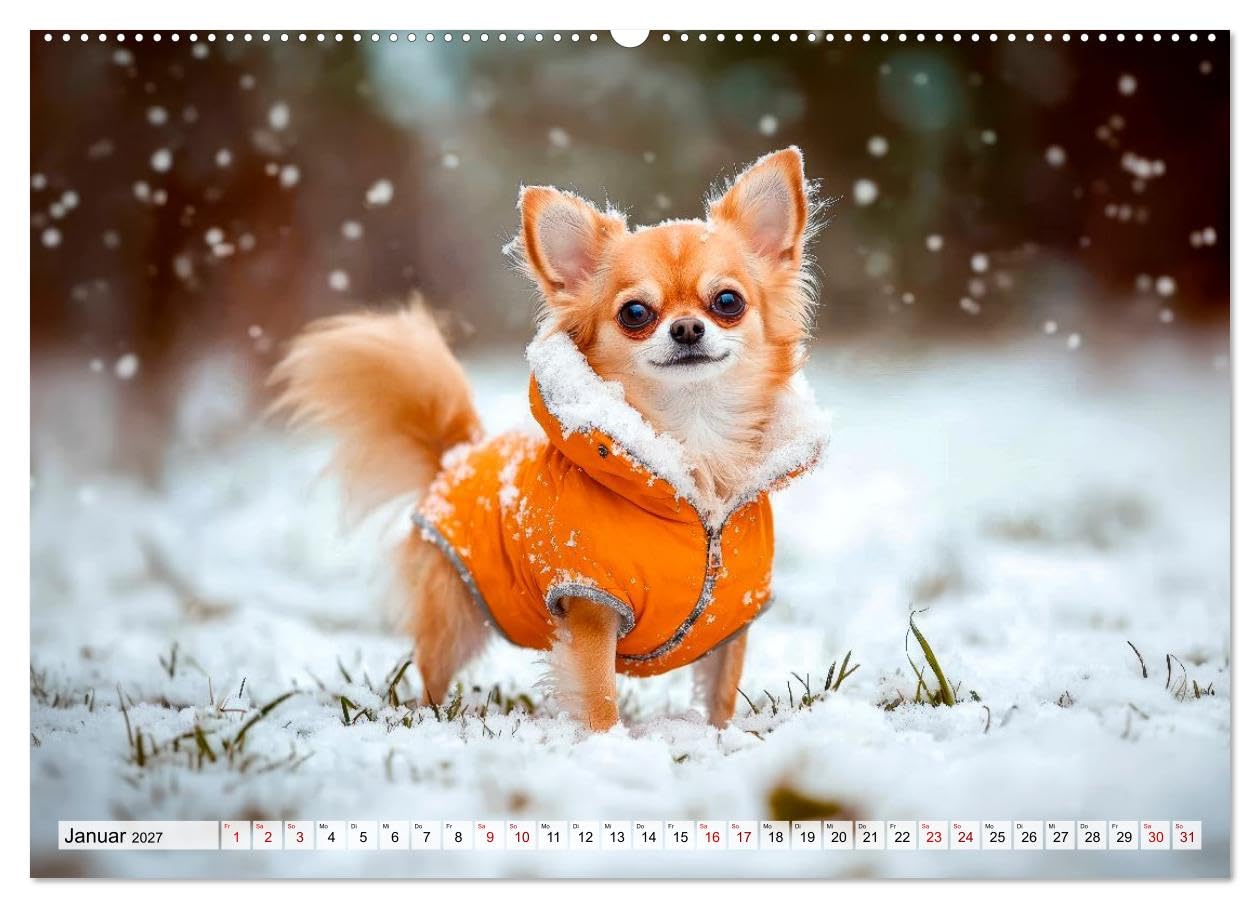 Niedliche Chihuahuas (hochwertiger Premium Wandkalender 2027 DIN A2 quer), Kunstdruck in Hochglanz: Alltagsabenteuer kleiner Helden (CALVENDO Tiere)