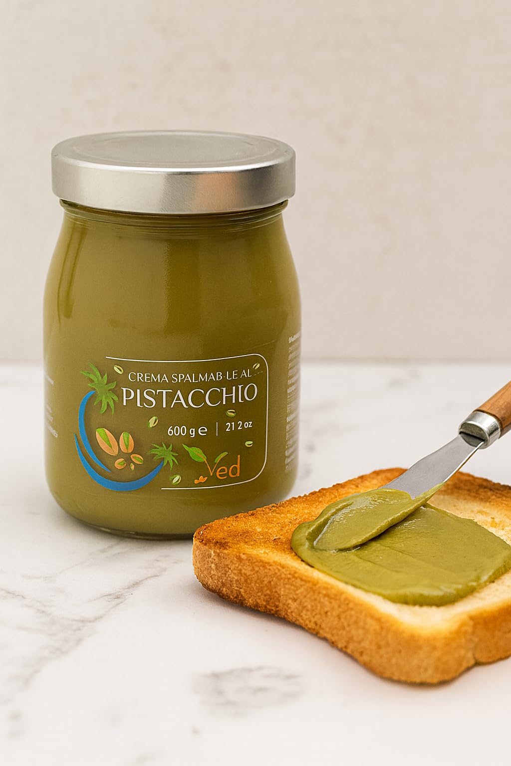 Beurre de pistache premium VED – Fabriqué en Italie | Clean Label, ingrédients naturels | Végétalien et sans gluten (600 g)