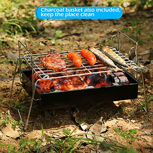 Camping Grill, Grills For Camping Folding & Lightweight Steel Mesh Barbecue Grill Tool, Portable Camping Grill For Outdoor Camping, Cooking, Hiking, Tailgating, Backpacking & Party #TOP3