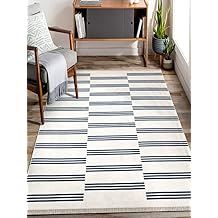 MEC HOME Karesse 133 Blue Striped Rug &ndash; Washable, Modern, Double Sided Carpet | 7 Different Sizes | Stylish Decorative Carpet for Living Room, Bedroom, Kitchen and Entrance (80x150)