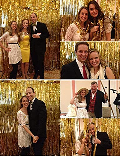 Image of Premium Metallic Foil Curtain 3x6 Ft Each for Party Decoration, Shimmer Backdrop for Birthday, Anniversary & Wedding, Easy to Hang Door & Wall Decoration Photo Booth (2, Golden)