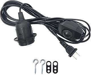 Pendant Light Kit with Dimmer Switch 15 Feet Hanging Lamp Cord Set Plug in Edison Light Bulb Socket Rope for E26 E27 DIY Swag Light Fixtures