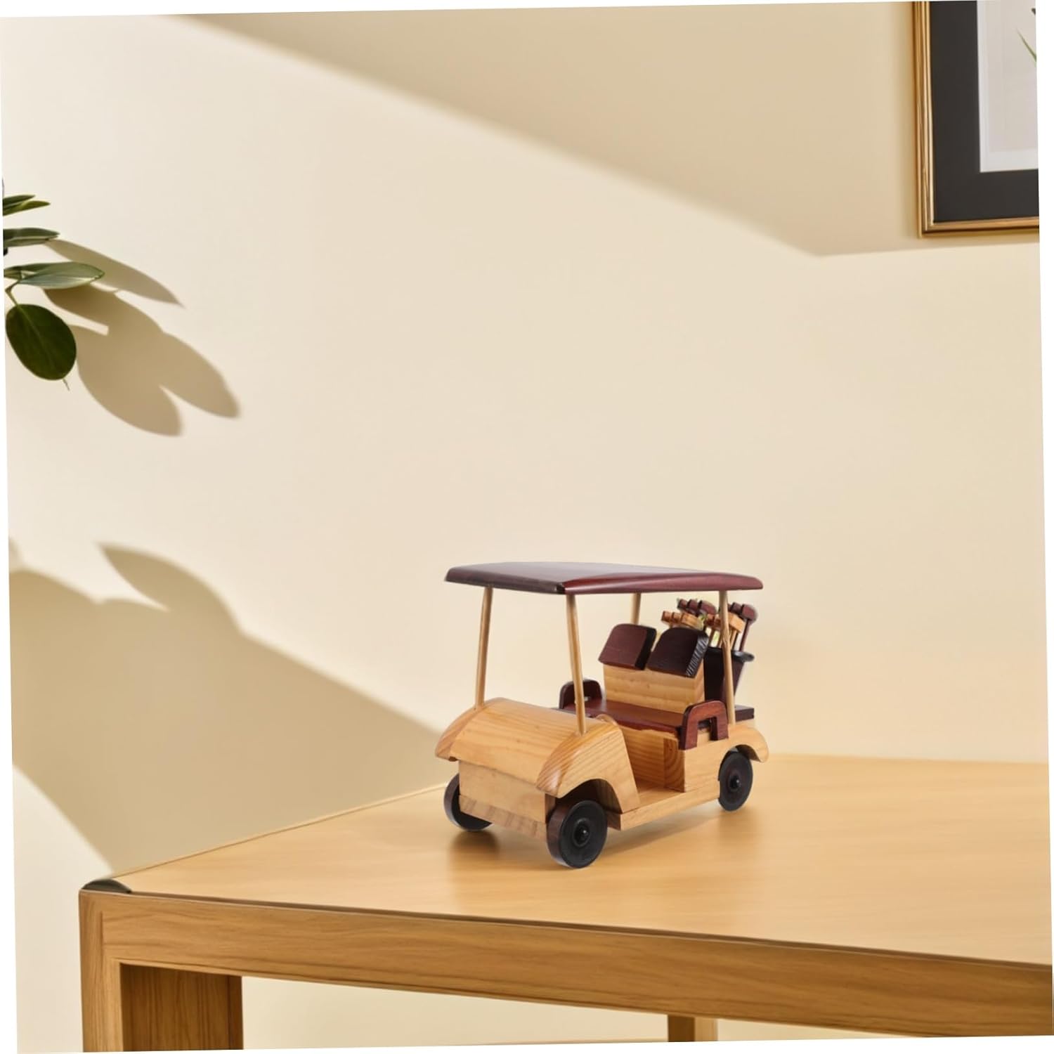 Toyvian Rustic Car Figurine Handmade Antique Wooden Car Model for Vintage Home Decor Unique Retro Vehicle Decoration for Office and Study Charming