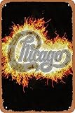 Chicago Music Bands Rock Music for Fan Poster Retro Metal Tin Vintage Sign 12 X 8 Inch Bar Music Club Man Cave Room Wall Decor