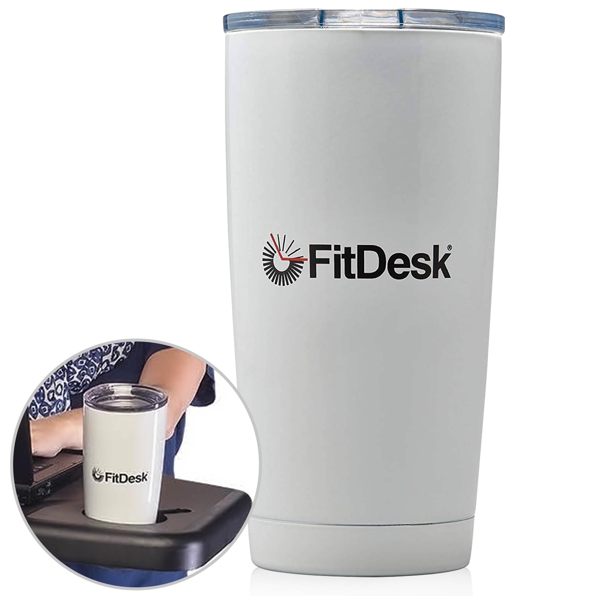 Amazon.com | FitDesk 20 oz Stainless Steel Insulated Travel Coffee Mug -  Double Wall Vacuum Seal Tumbler for Hot & Cold Drinks, Spill-Proof Design,  BPA-Free - White: Tumblers & Water Glasses