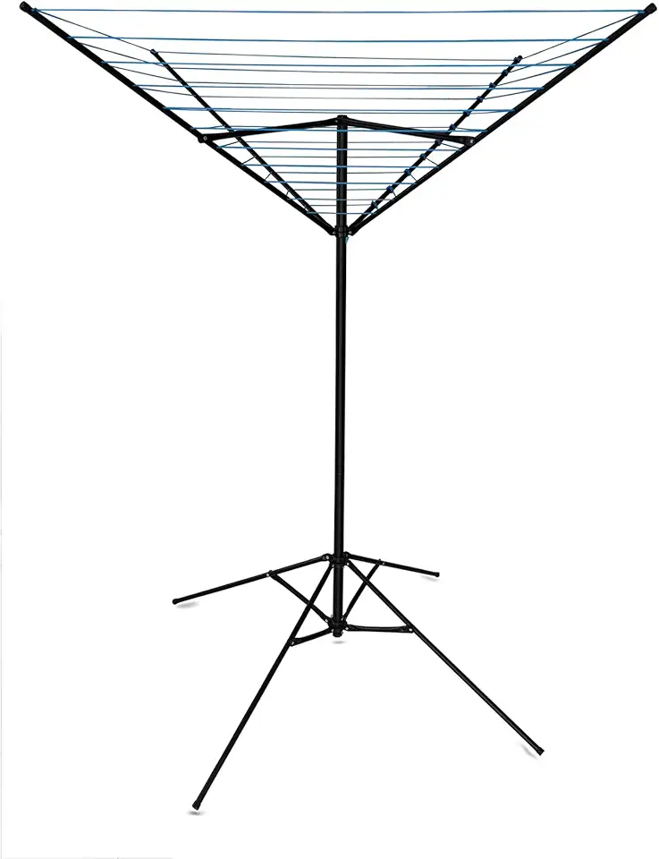 Varal De Chão Aço Carbono Retrátil Giratório Reforçado 11 Cordas Durável Preto Varal Sul Único