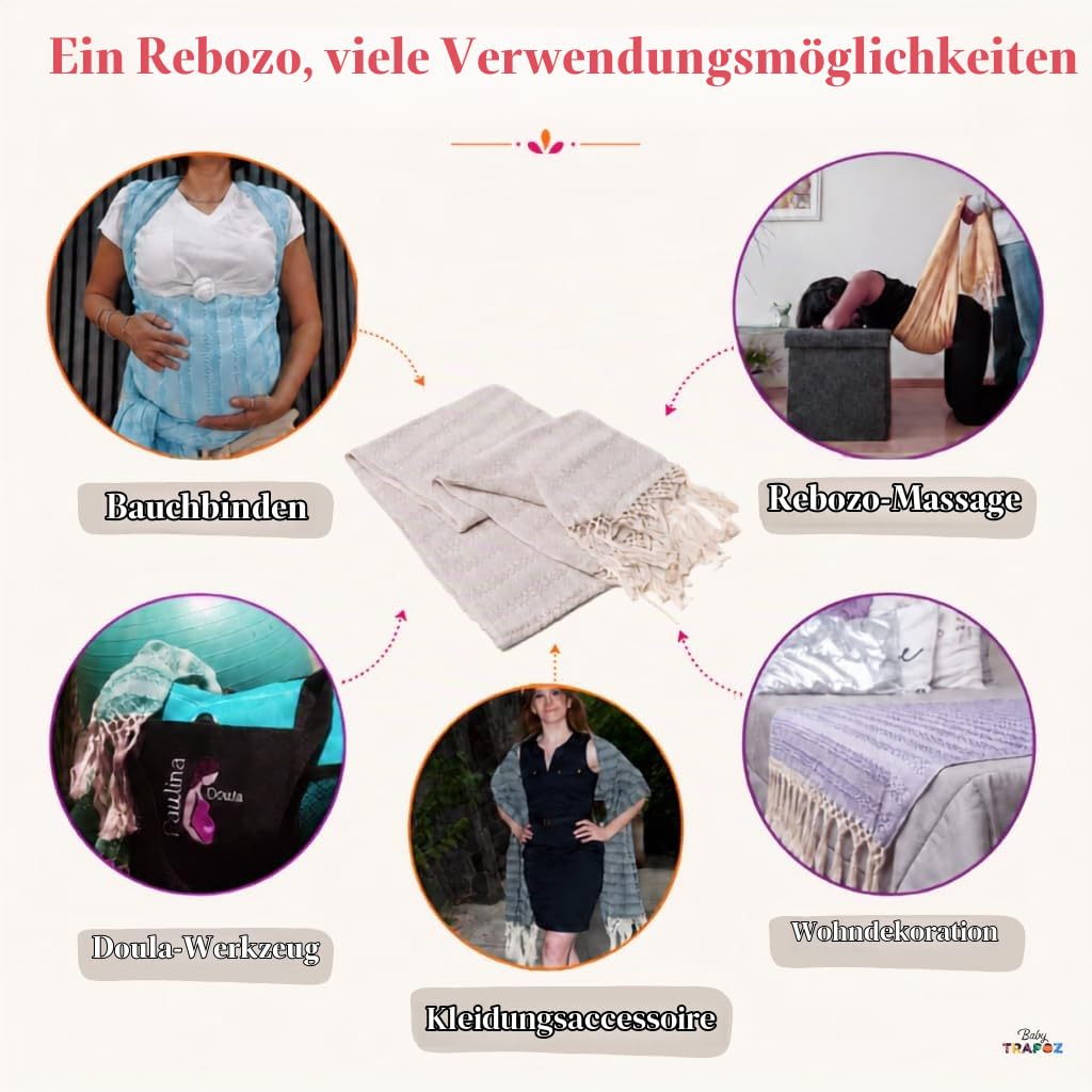 Baby Trapoz Mexikanischer Rebozo-Schal, ideal für die natürliche Geburt, Doula-Massage, 250 cm, Königsblau