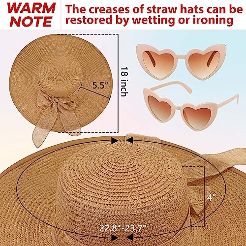 Jeyiour 12 Pcs Women Floppy Sun Hat and Heart Sunglasses Set miniatura 2
