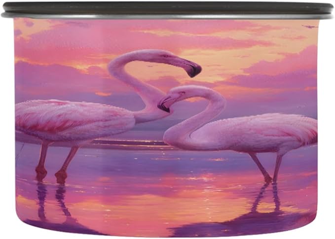 ALAZA Sunset Bird Flamingo Canister Almacenamiento Comida 17oz Acero Inoxidable miniatura 4