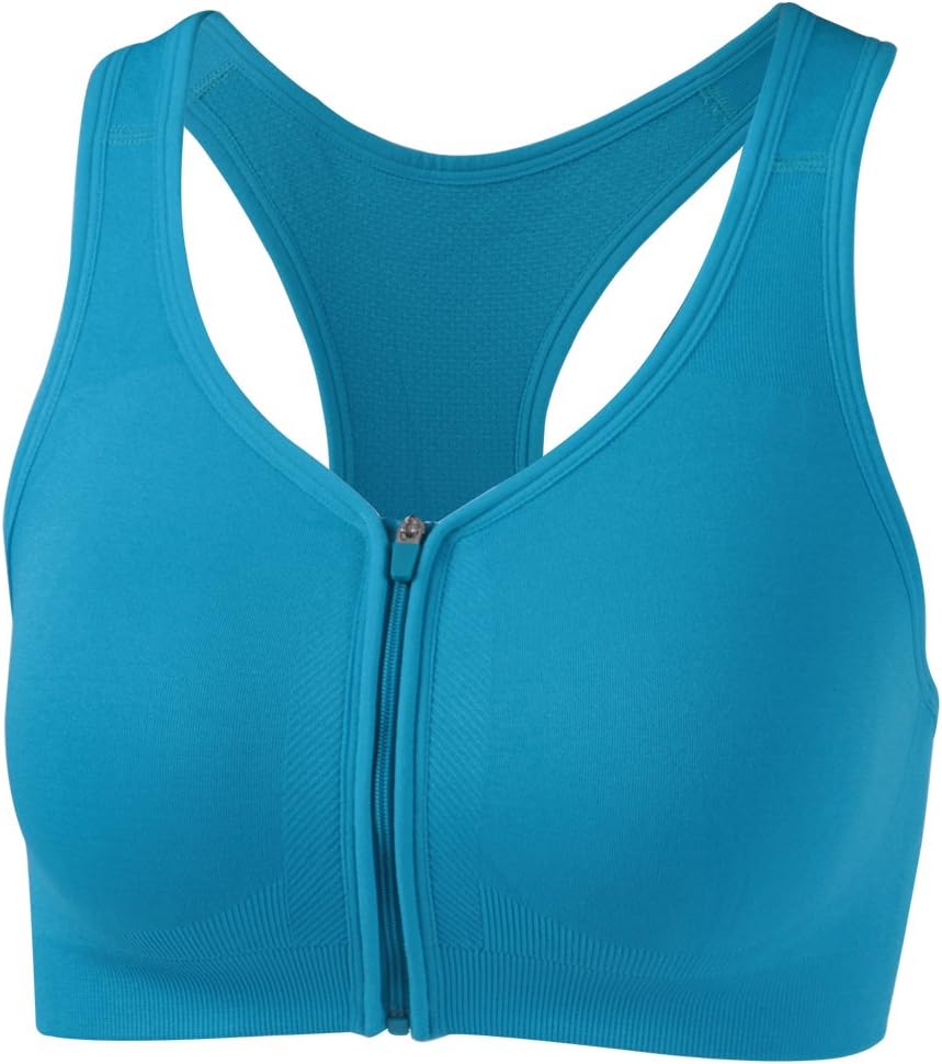 Racerback Front Zipper Sports Bra Women's Padded Seamless Wirefree Yoga Zip Bra