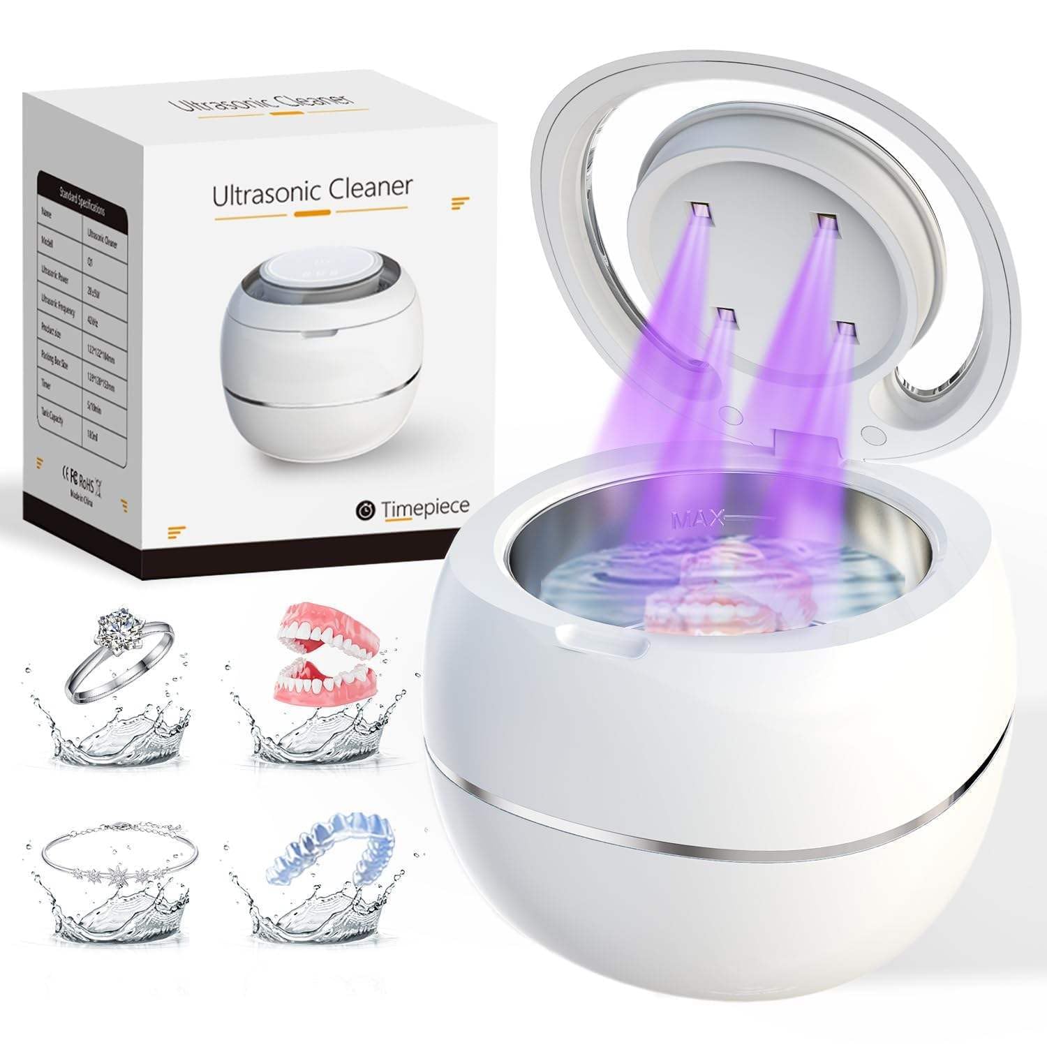 Lyra Officie Dentaclean Nettoyeur à Dentier Ultrasons 2026 Stérilisateur Ultrasonique UV 42000Hz Noir