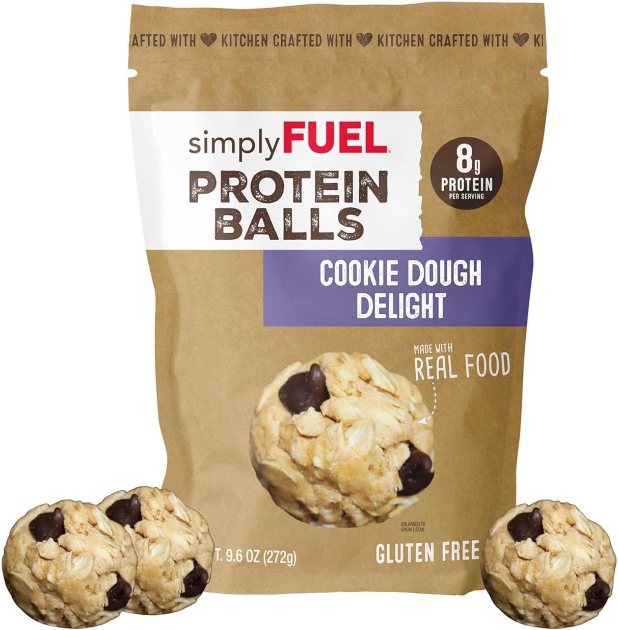 - simplyFUEL Whole-Food Protein Balls (Cookie Dough Delight) - 8 g High-Protein, Gluten-Free, Healthy Snack for Adults & Kids - 9.6 oz