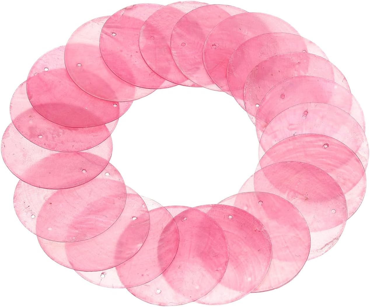 uxcell 20Pcs Capiz Shells 2" Round Natural Shells with 2 Holes for Seashell Wind Chimes Curtain Shell Garland DIY Craft Wedding Home, Pink