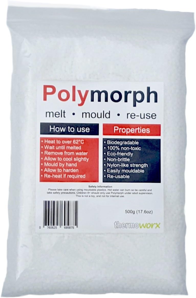 Thermoworx Polymorph 500 Grams. Reusable Hand mouldable thermoplastic Polymer, Biodegradable Material.
