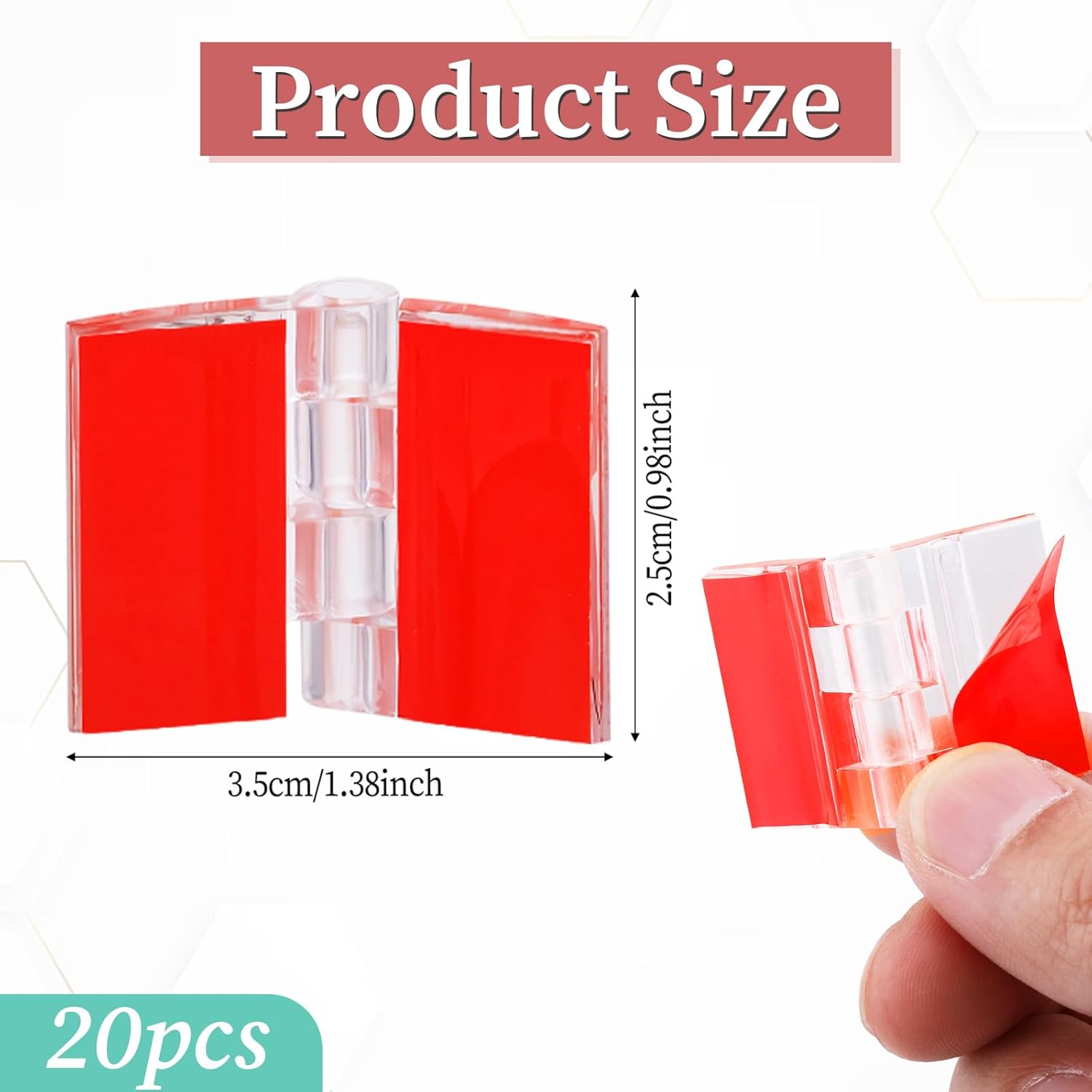20 Pcs Acrylic Small Hinges Self Adhesive Small Hinges for Crafts Aquarium Lid Hinge Clear Foldable Hinge Tools for Cabinet Glass Furniture Display Stand 35x25 mm