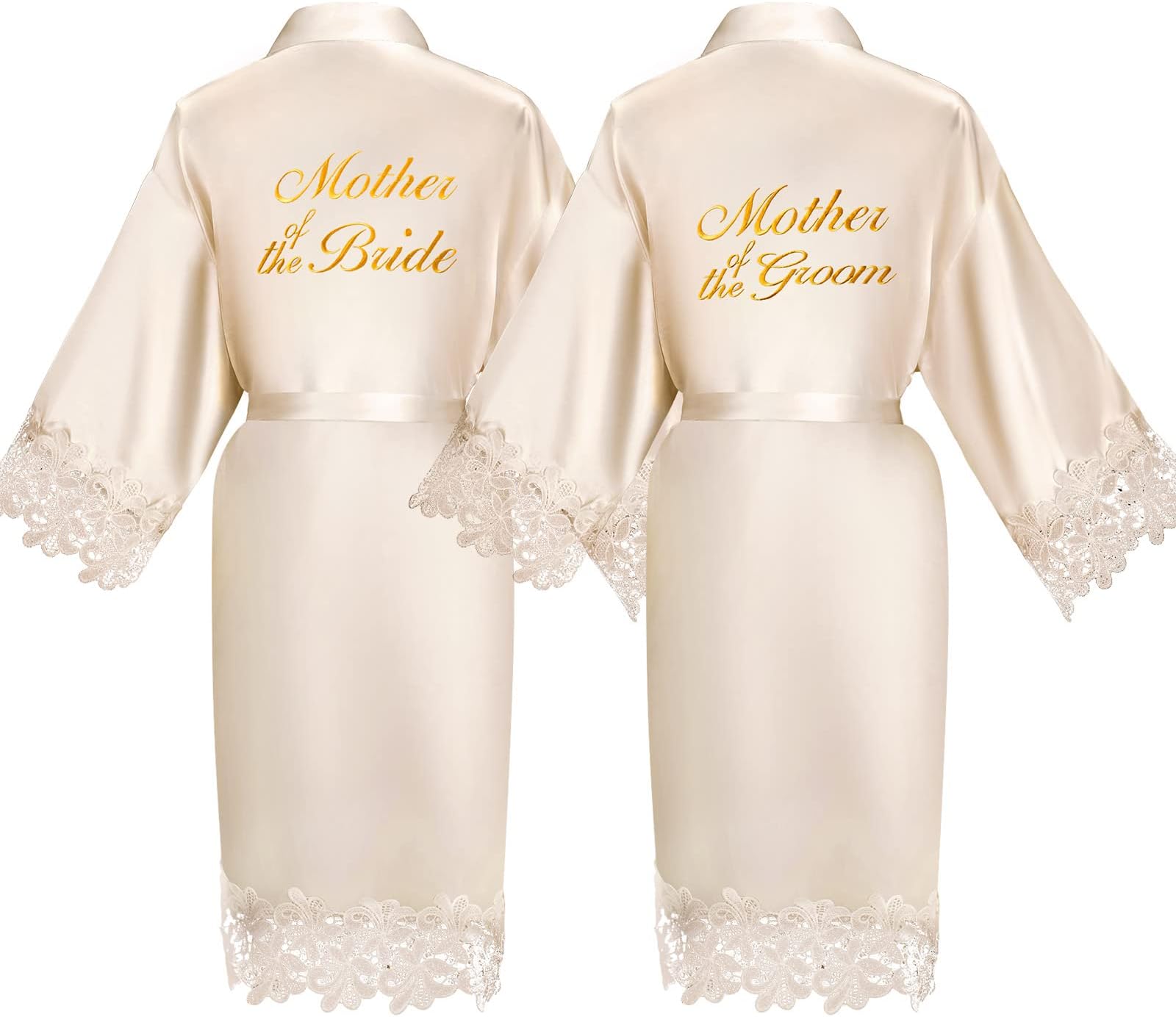 Coume 2 PCS Women Bridal Robe for Mother of The Bride Groom Satin Robes for Wedding Party Getting Ready Sleepwear Kimono
