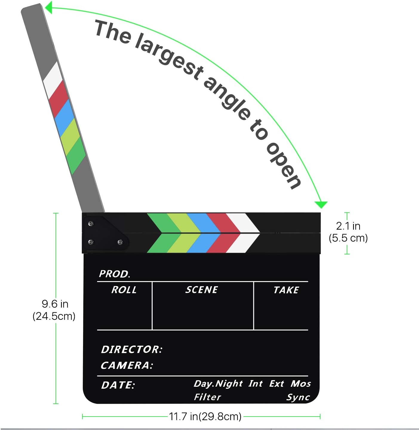 Flexzion Acrylic Plastic Clapboard Director's Clapper Board Dry Erase Cut Action Scene Slateboard for Hollywood Camera Film Studio Home Movie Video 10x12" with Color Sticks : Electronics