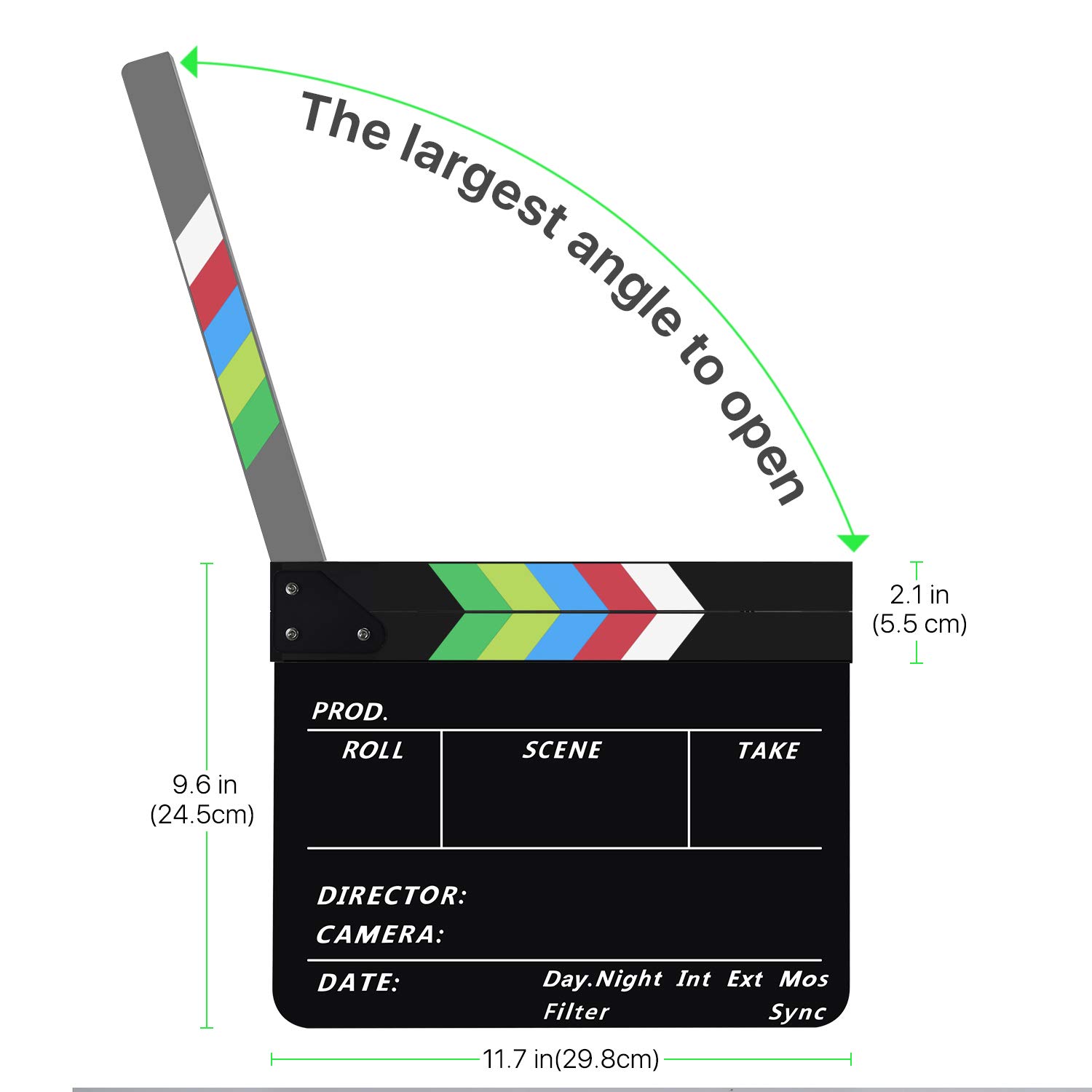 Flexzion Acrylic Plastic Clapboard Director's Clapper Board Dry Erase Cut Action Scene Slateboard for Hollywood Camera Film Studio Home Movie Video 10x12