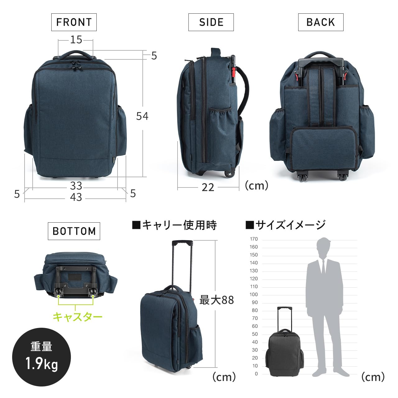 Amazon.co.jp: イーサプライ キャリーリュック リュックキャリー 