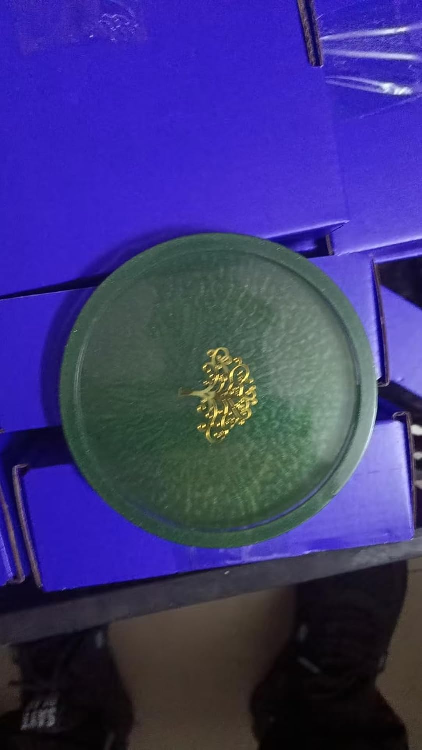 Drink Coasters Set of 4: Round Crystal Resin Coasters with Happy Tree for Home Decor