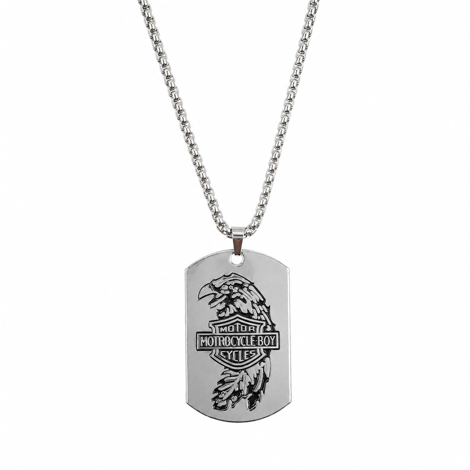 Eagle Motorcycle Boy Dog Tag Pendant for Men & Boys | Stylish Biker-Inspired Fashion Necklace | Daily & Casual Wear Jewelry-image-35