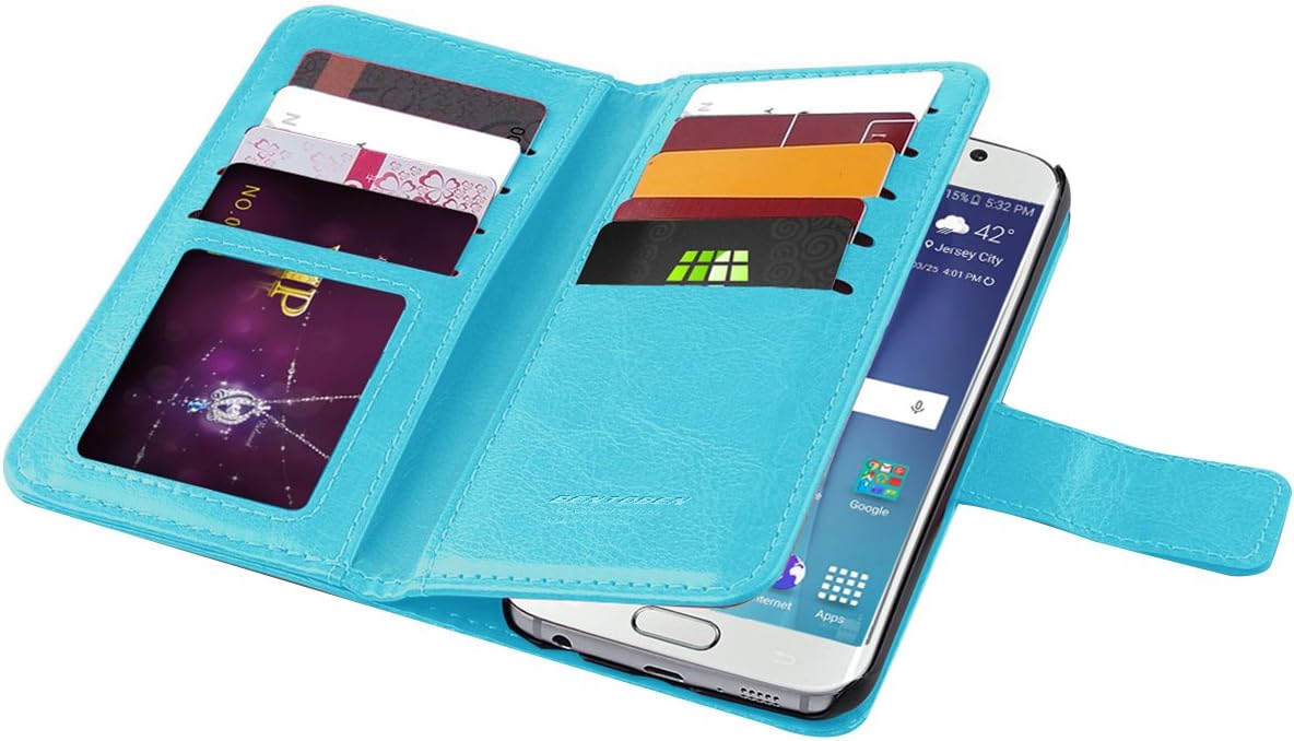 Samsung Galaxy S6 Case, Galaxy S6 Wallet Case, BENTOBEN PU Leather Flip Wallet Cover Credit Card Slots Cash Holder Wristlet for Samsung Galaxy S6 G920/G920V/G920P/G920R,Light Blue