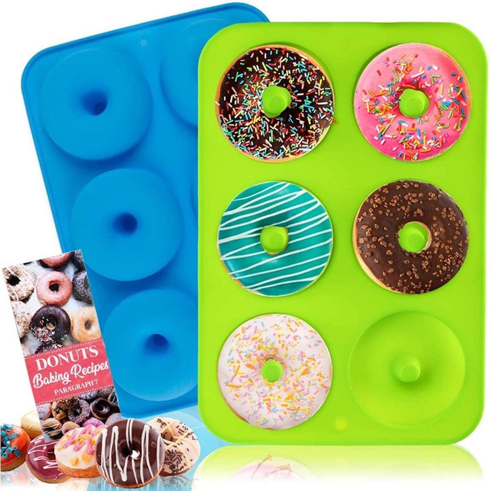 trabag Silicone Cake Moulds for Baking 2 Pack Silicone Moulds for Baking Large Non-Stick 6 Cavity Donut Mould