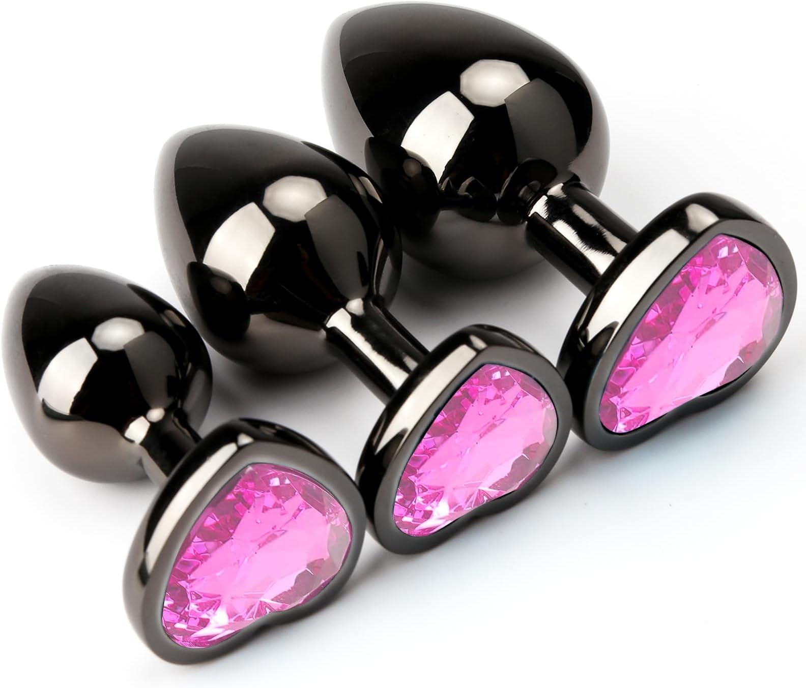 HISIONLEE Anal Plug 3PCS Sex Toys Anal Training Set Metal Butt Plug Adult Trainer Kit Toy with Crystal Diamond S&M Adult Gay Anal Plugs Toy for Beginners Couples Women Men Unisex(Pink)