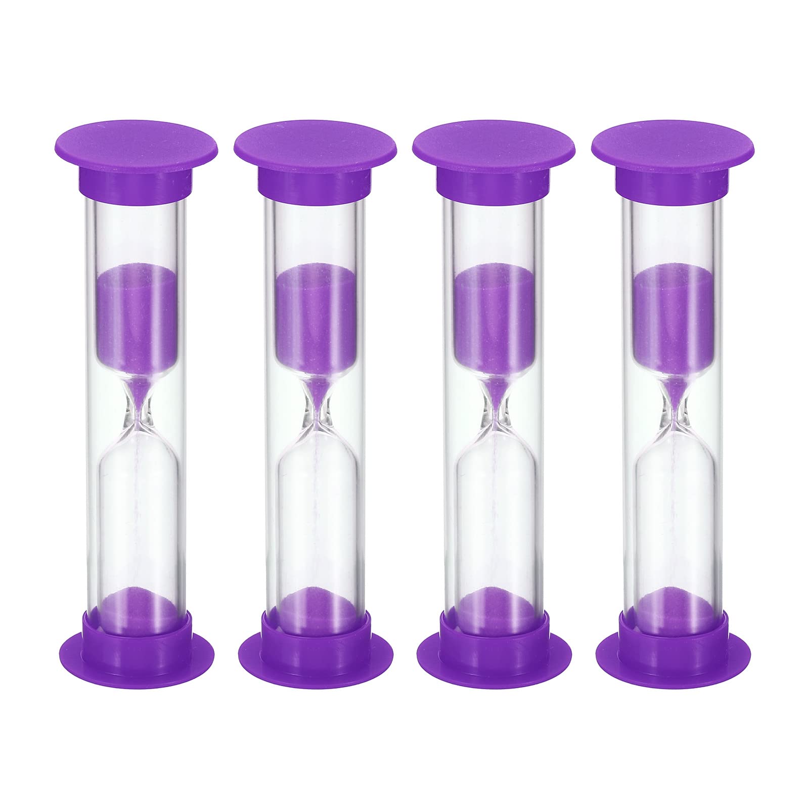 PATIKIL 3 Minute Sand Timer, 4Pcs Small Sandy Clock with Plastic Cover, Count Down Sand Glass for Games, Kitchen, Party Favors DIY Decoration, Purple