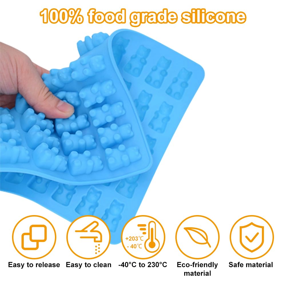 Kit Moules Silicone Oursons Bonbons 3pcs + Pipettes - Fabrication Gélatine Rose