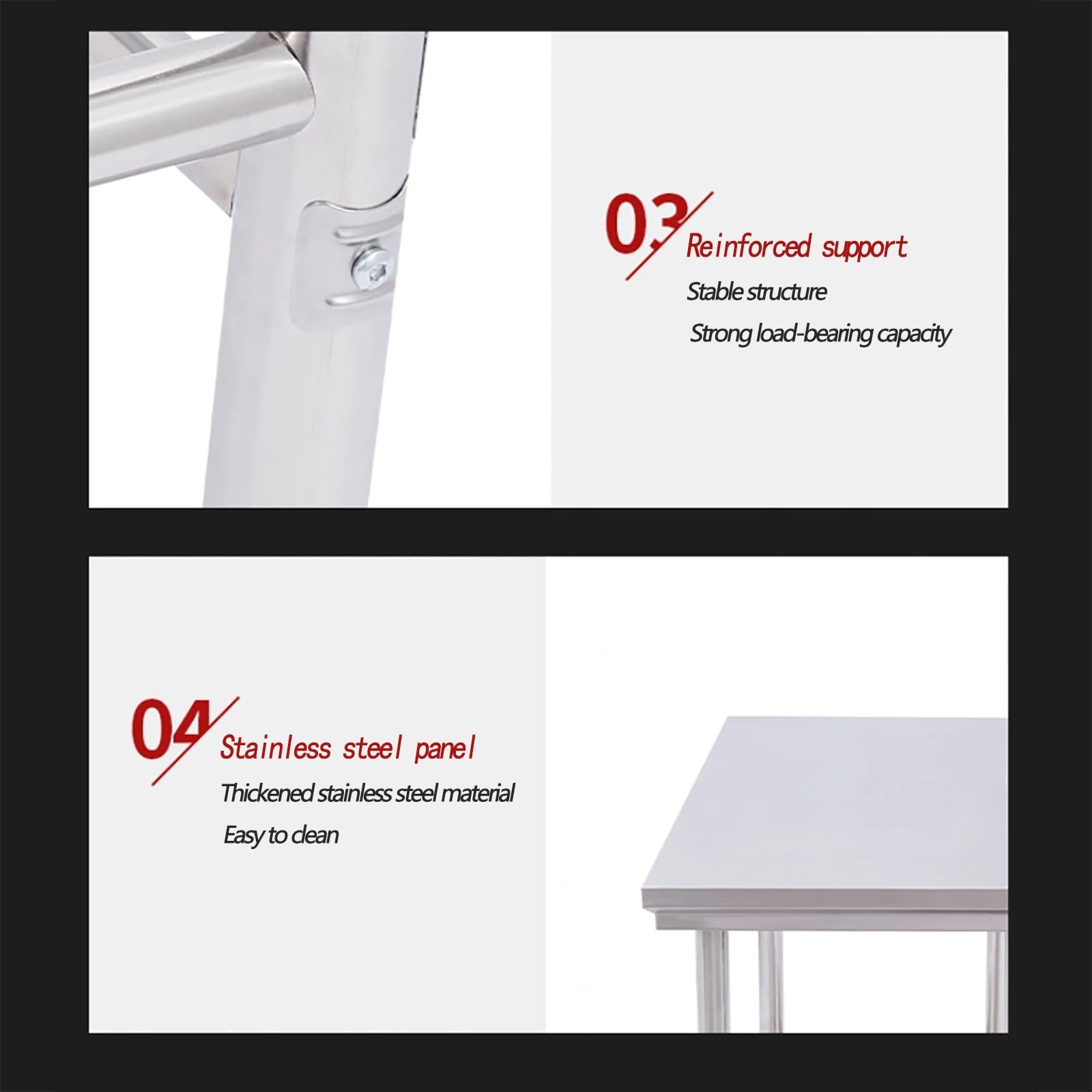 Table De Gril En Acier Inoxydable Avec Étagère Inférieure, Table De Préparation En Acier Inoxydable, Étagères Pour Équipement Support De Table Pour Buanderie Pour Cuisine De Restaurant Commercial(120*