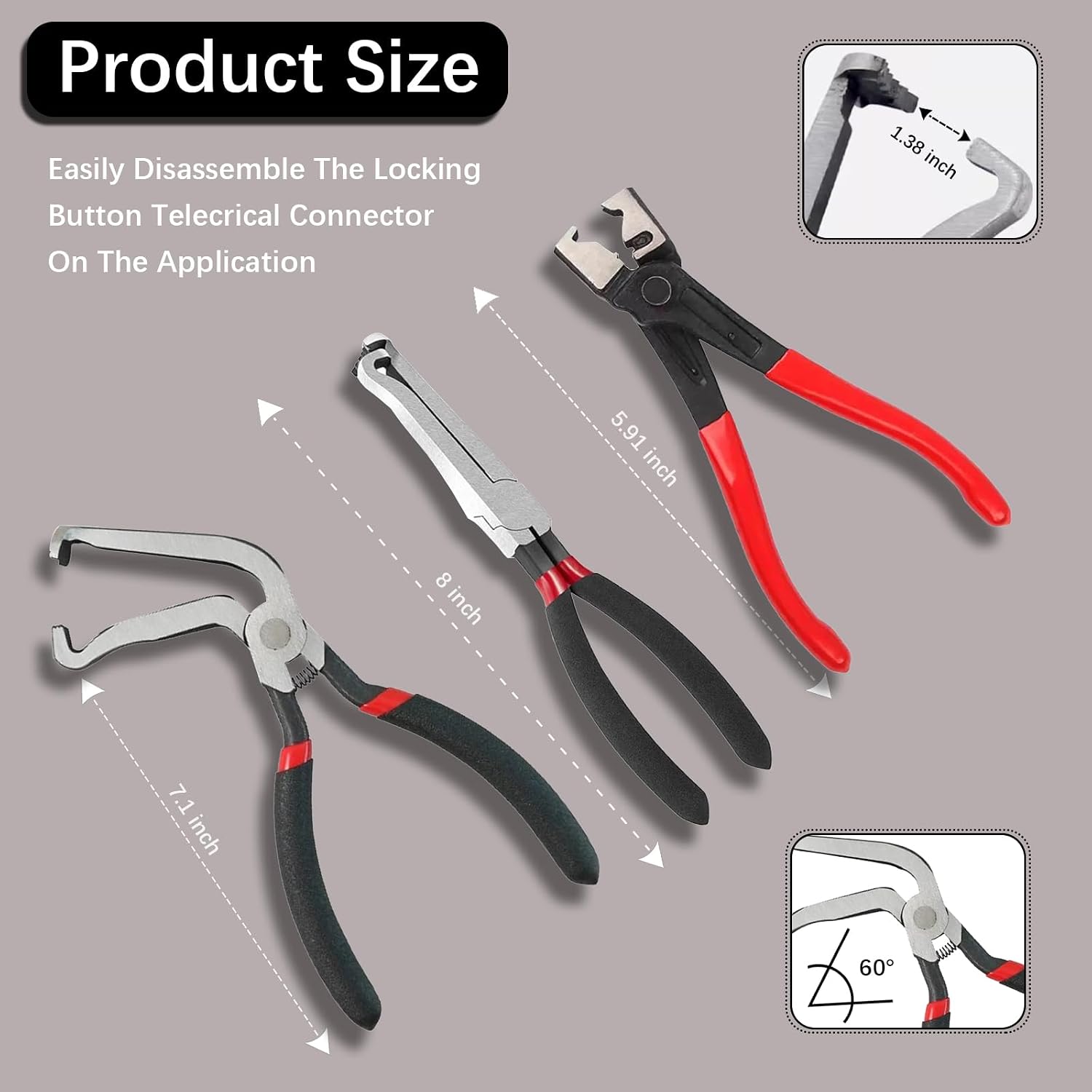 3 Pack Electrical Disconnect Pliers Pro Set,Electrical Connector & Fuel Line Clip Remover Tools Professional Kit for Cars Automotive Electrical Tools Hose Disconnect ToolsTrucks Repair Disconnector