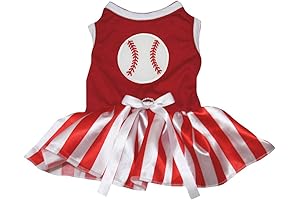 Petitebella Baseball Red Shirt Stripes Tutu Puppy Dog Dress