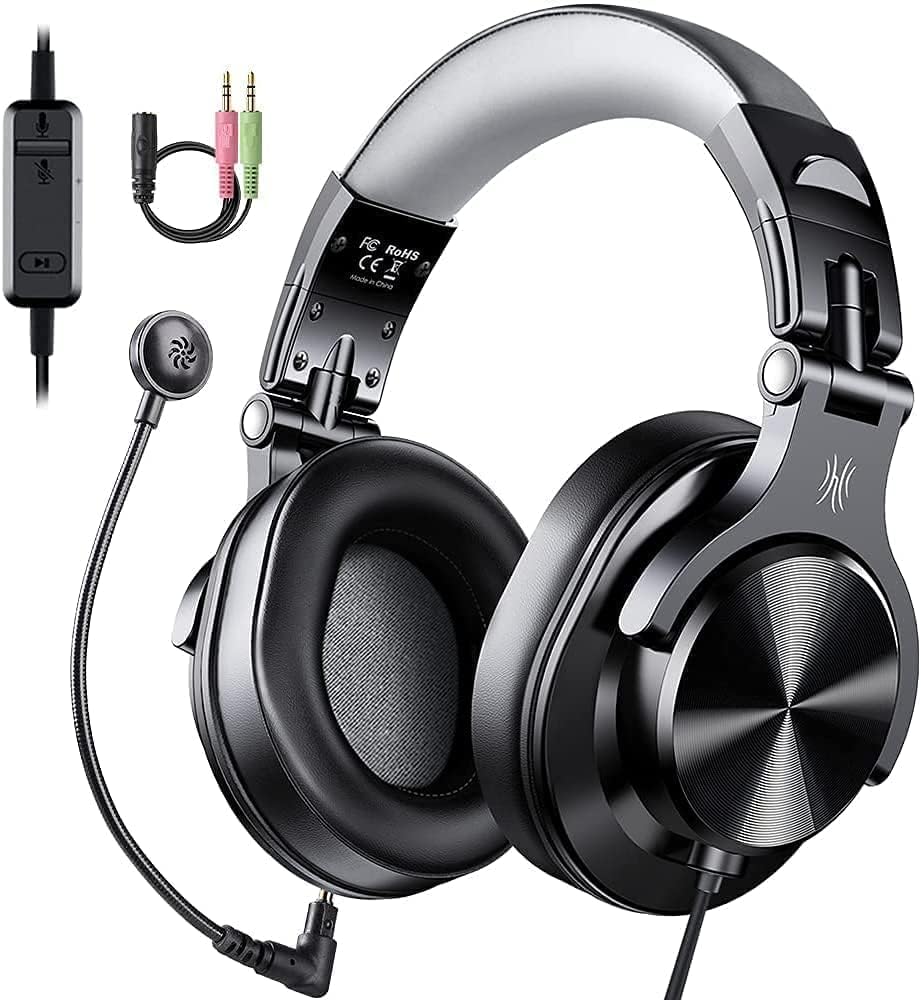 OneOdio Headphones with Mic, Computer Headset with Volume Control and Share-Port, Over Ear Wired Headphones with Mic for PC Skype Zoom Business Meeting Call Center Phone Laptop Gaming PS4 Xbox One