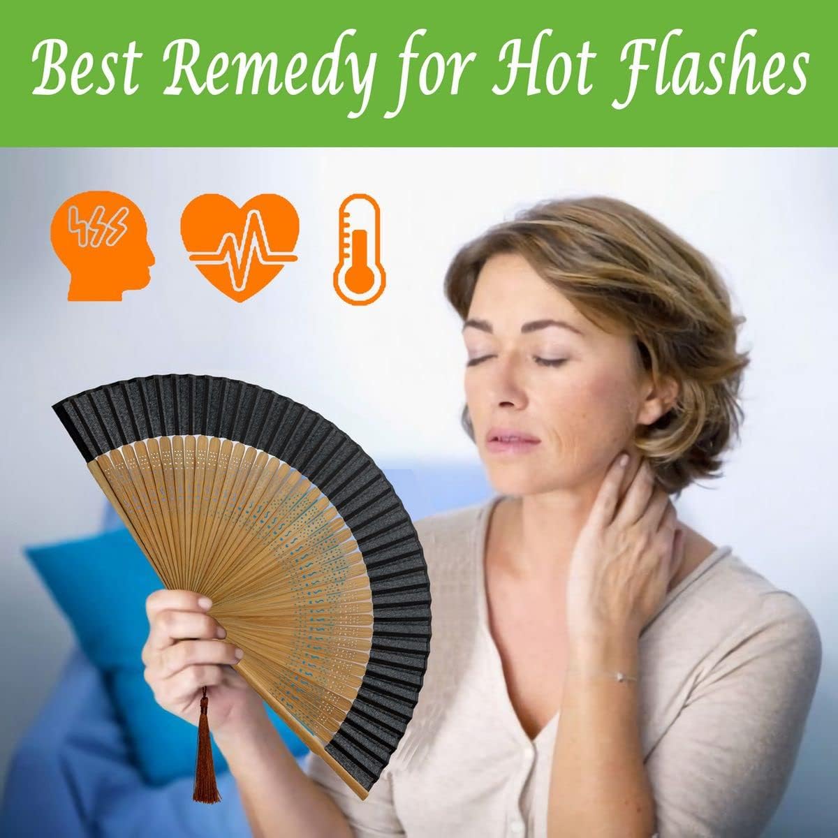 OMyTea Folding Hand Fans for Women - Foldable Chinese Japanese Vintage Bamboo Silk Fans (Sexy Bamboo & Sexy Red)