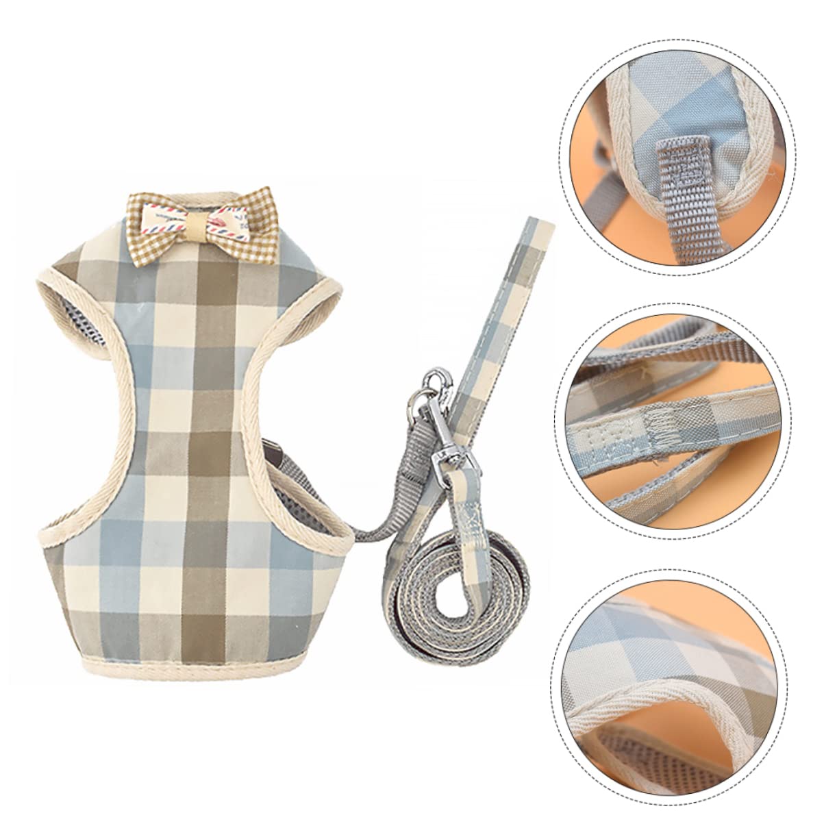 Didiseaon 3pezzi Pettorina Per Cani e Gatti Con Guinzaglio Costume Elegante Per Animali Domestici Materiale Traspirante e Resistente Adatta Per Passeggiate e Occasioni Speciali e Quadretti