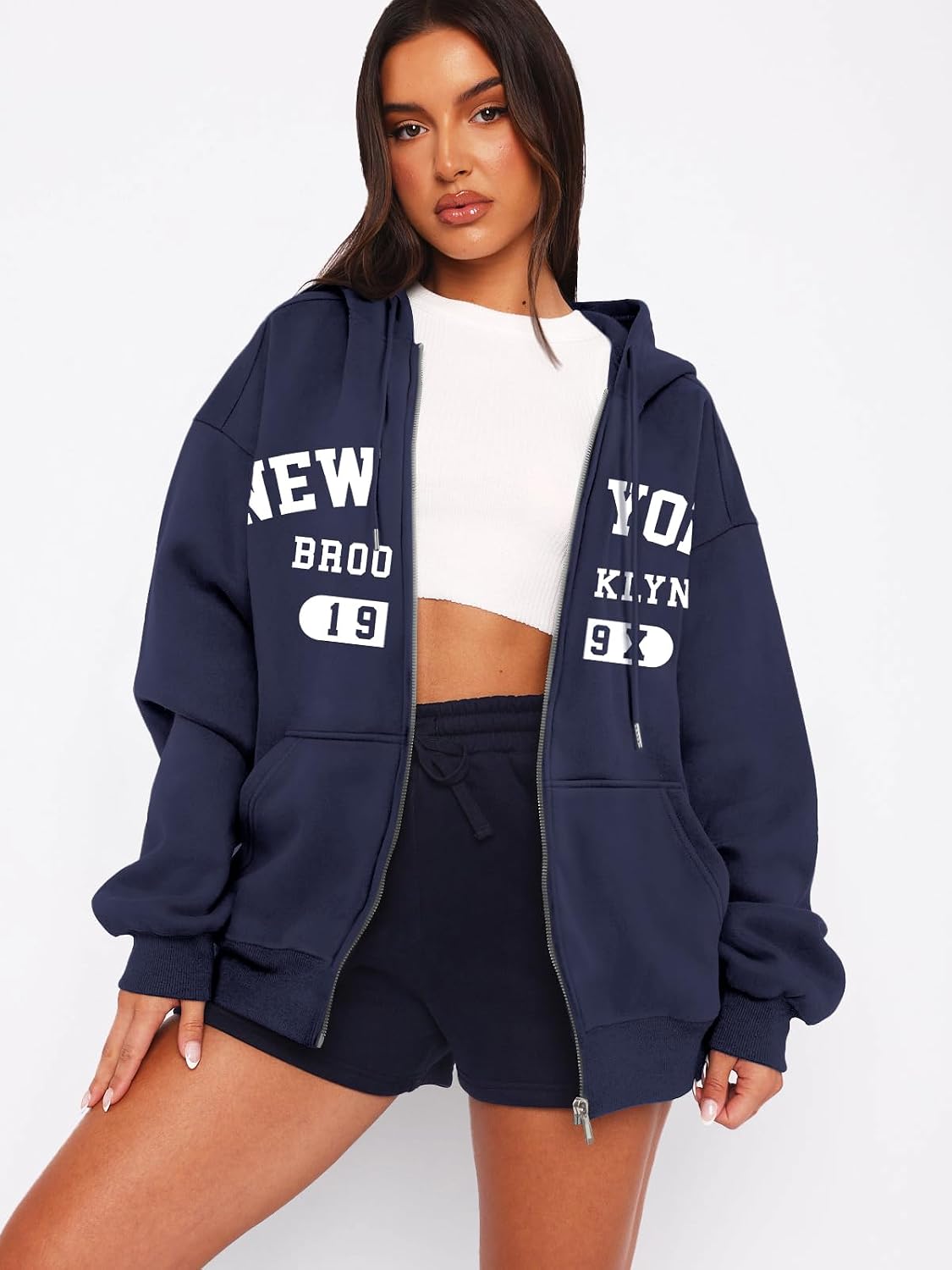 ATHMILE Oversized Hoodies for Women Fall Sweatshirts Zip Up Hoodie Casual Jackets Y2k Fashion Outfits Winter Clothes 2026