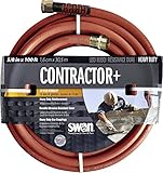 Swan Products SNCG58100 CONTRACTOR+ Commercial Duty Clay Water Hose with Crush Proof Couplings 100' x 5/8', Red