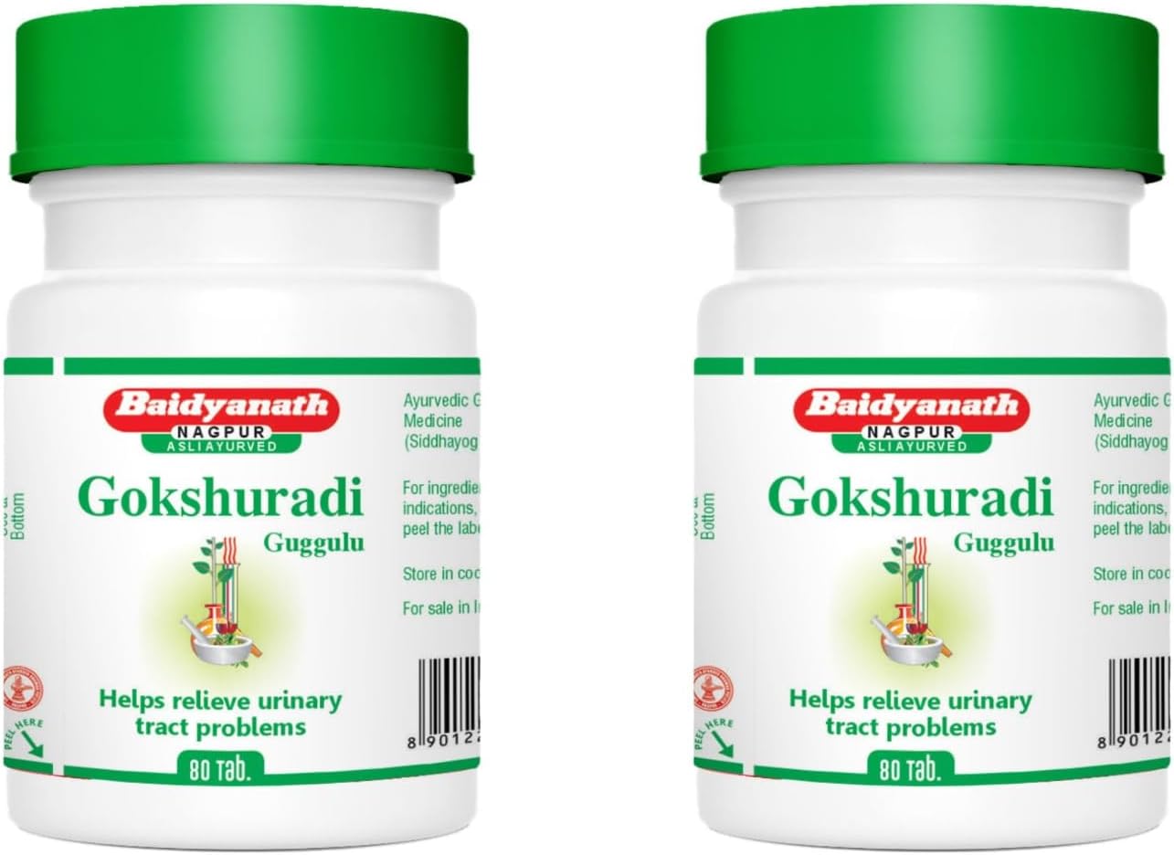 Baidyanath Gokshuradi Guggulu 80 tabs - For retention and painful micturition (Pack of 2)